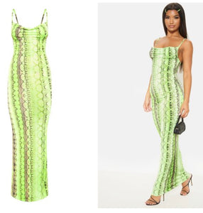 Neon Lime Snake Print Maxi Dress