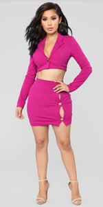 Magenta Mini Skirt Set