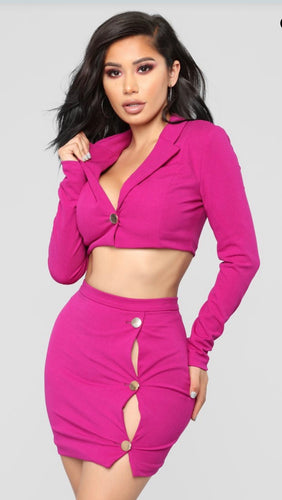 Magenta Mini Skirt Set